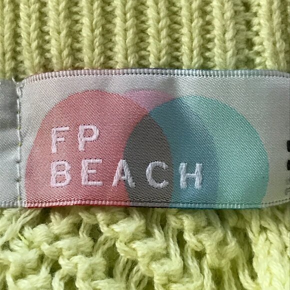 Free People Movement Beach Flare Pants Women M Yellow Crochet Geometric Stretch - Picture 3 of 16